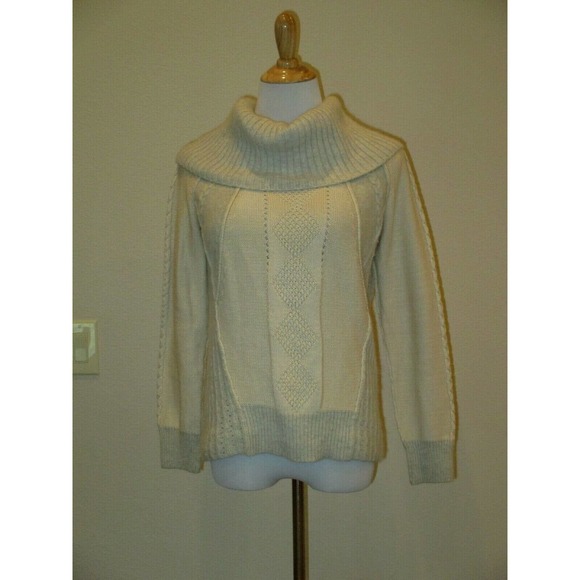 Sundance Cream/Gray Wool Blend Cowl Neck Sweater- Size small- - Picture 1 of 5